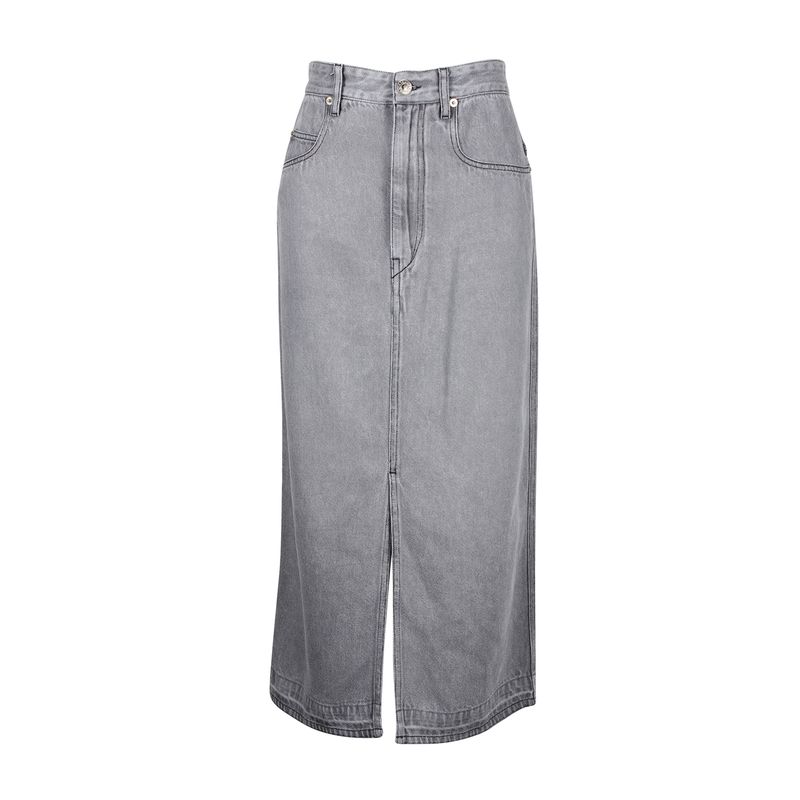 Isabel Marant Etoile Denim Midi Skirt In Grey Cotton